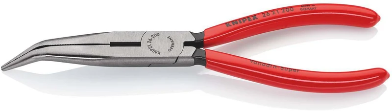 KNIPEX Flachrundzange 200 mm, 40° gewinkelt, poliert, mit Schneide – Storchschnabelzange