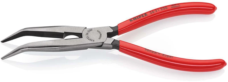 KNIPEX Flachrundzange 200 mm, 40° gewinkelt, poliert, mit Schneide – Storchschnabelzange