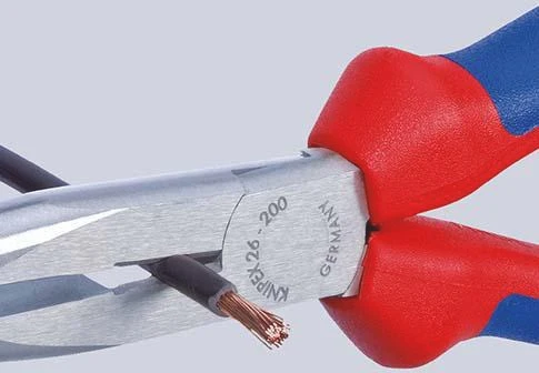 KNIPEX Flachrundzange 200 mm, 40° gewinkelt, poliert, mit Schneide – Storchschnabelzange