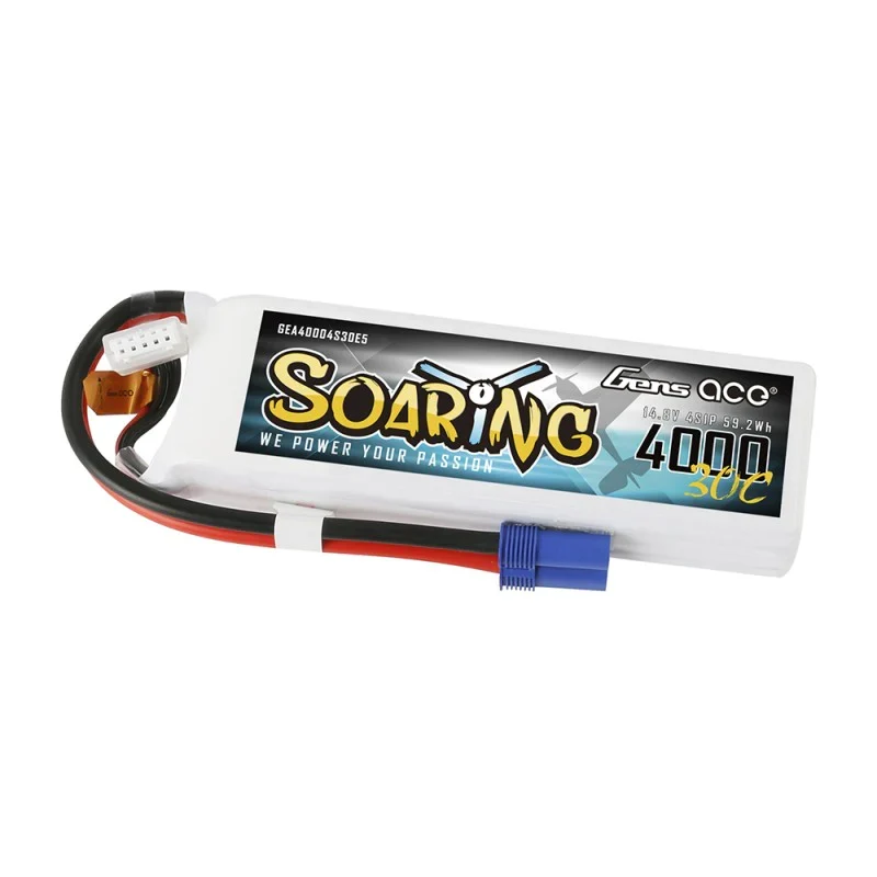 Gens Ace Soaring 4000mAh 14,8V 30C 4S1P Lipo Akkupack mit EC5 Stecker