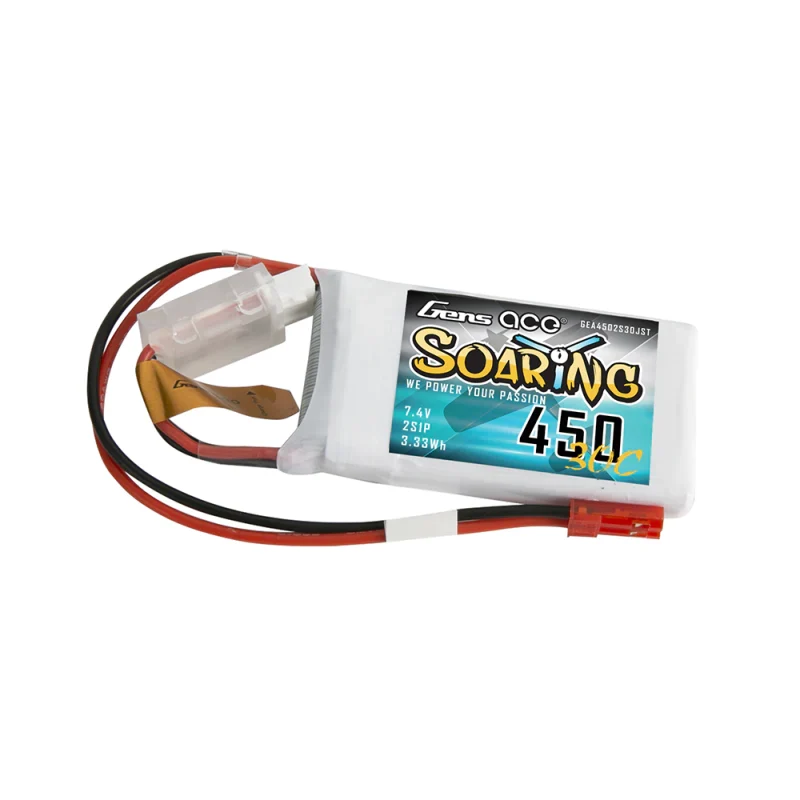 Gens Ace Soaring 450mAh 7.4V 30C 2S1P Lipo Akkupack mit JST-SYP Stecker