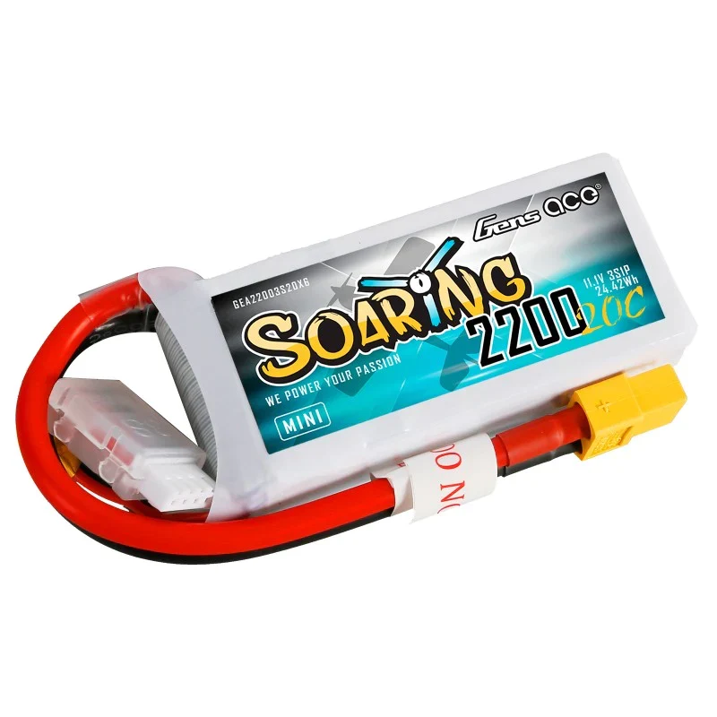 Gens Ace Soaring Mini 2200mAh 11.1V 20C 3S1P Lipo Akkupack mit XT60 Stecker