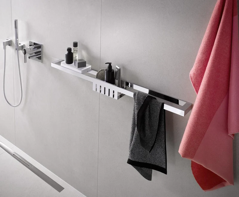 EMCO Reling-Set liaison 00105 für Dusche 670 mm chrom – mit Ablage und Schwammhalter
