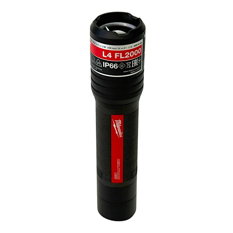 Milwaukee L4 FL2000-301 Akku Taschenlampe IP 66 2000 Lumen USB ( 4933479637 ) + 1x Akku 3,0 Ah + USB Kabel