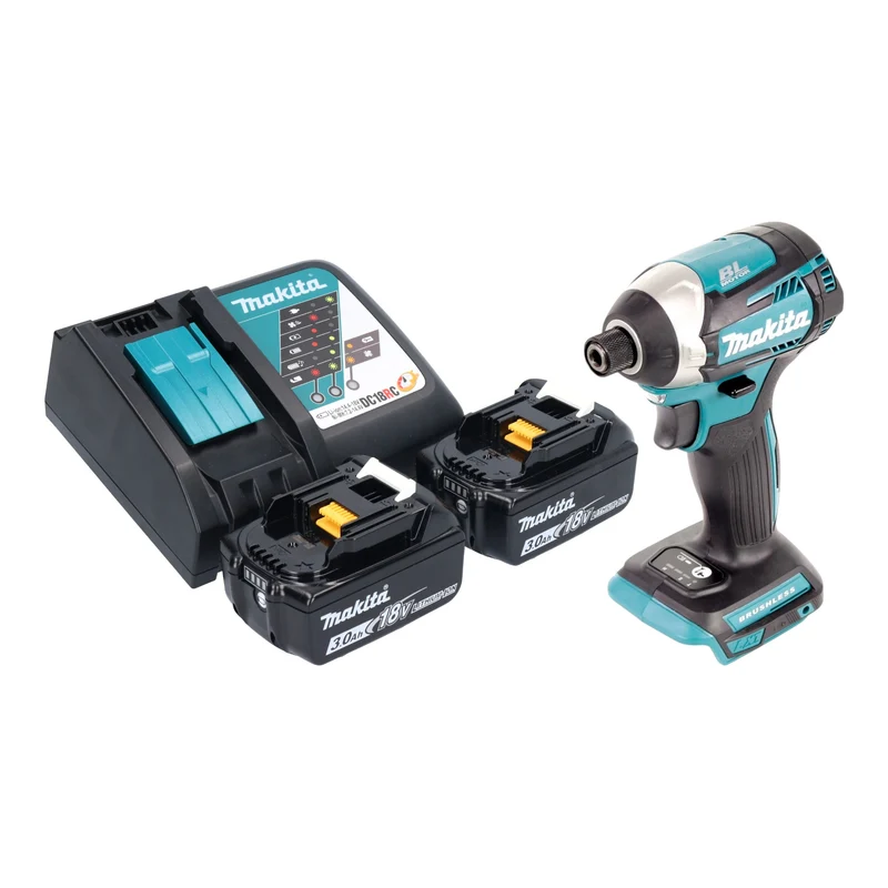 Makita DTD 154 RF Akku Schlagschrauber 18 V 175 Nm 1/4" Brushless + 2x Akku 3,0 Ah + Ladegerät