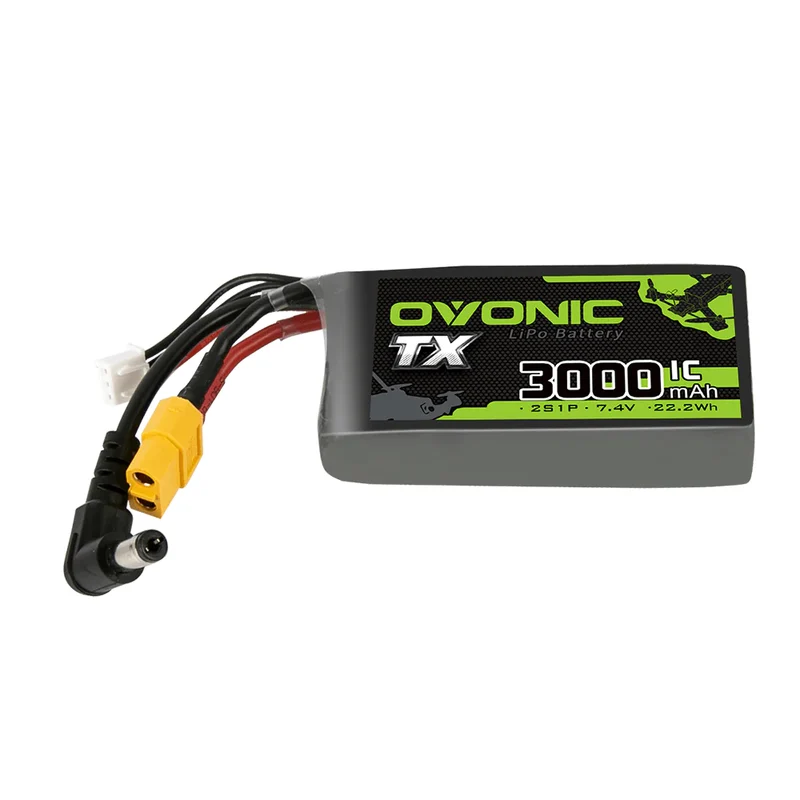Ovonic 2S 3000mAh 1C 7,4V DC-5521 & XT60 LiPo für Fatshark FPV-Brille