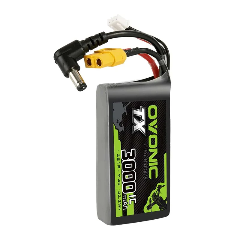 Ovonic 2S 3000mAh 1C 7,4V DC-5521 & XT60 LiPo für Fatshark FPV-Brille