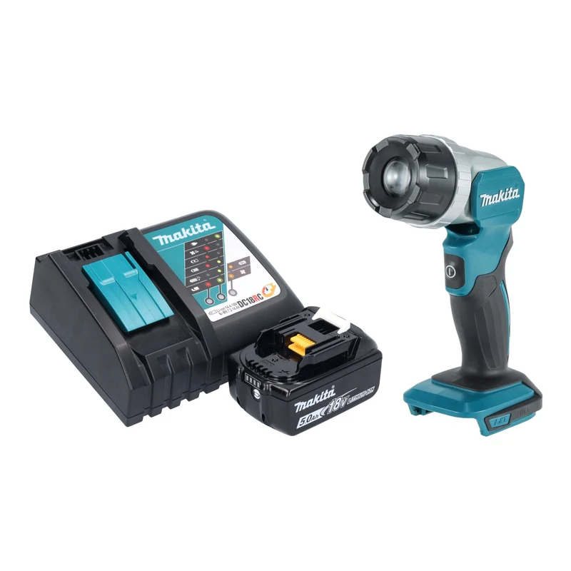 Makita DML 808 RT1 Akku Handstrahler 14,4 / 18 V 190 lm LED + 1x Akku 5,0 Ah + Ladegerät