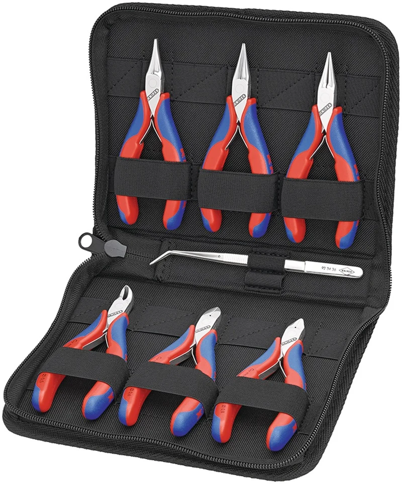 KNIPEX Elektronikzangensatz 7-teilig – 6 Zangen & Präzisionspinzette im Etui