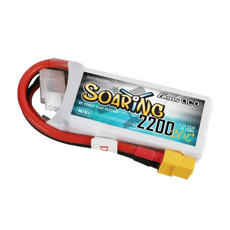 Gens Ace Soaring Mini 2200mAh 7,4V 20C 2S1P Lipo Akkupack mit XT60 Stecker