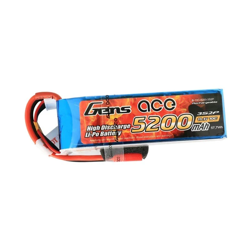 Gens Ace 5200 mAh 11,1 V 10/20 C 3S2P Lipo Akkupack mit 3,5 mm Bananenstecker