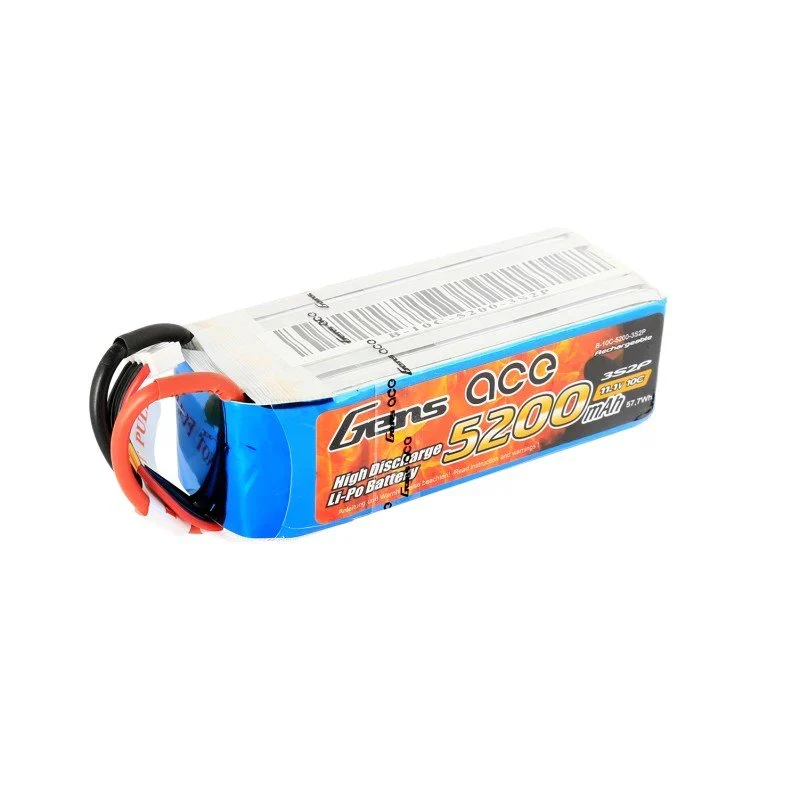 Gens Ace 5200 mAh 11,1 V 10/20 C 3S2P Lipo Akkupack mit 3,5 mm Bananenstecker