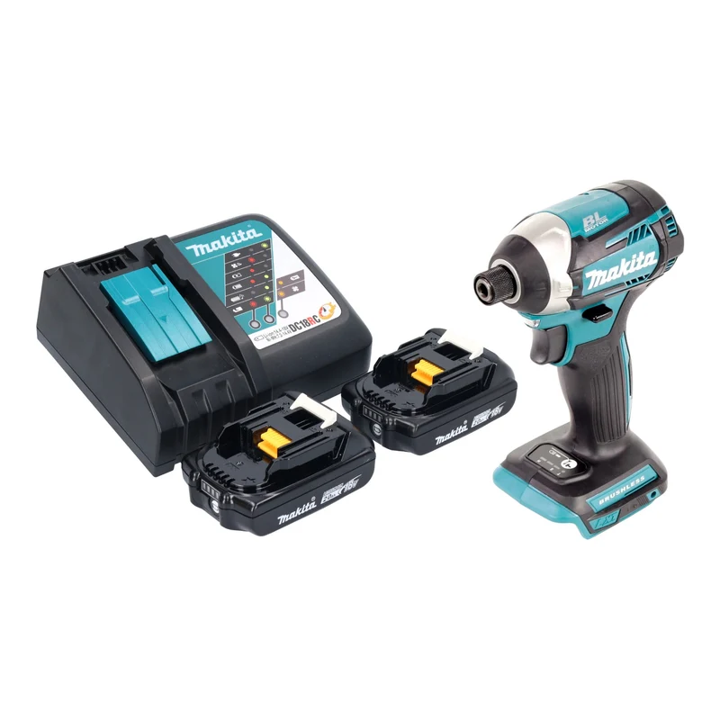 Makita DTD 154 RA Akku Schlagschrauber 18 V 175 Nm 1/4" Brushless + 2x Akku 2,0 Ah + Ladegerät