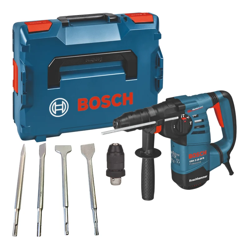 Bosch GBH 3-28 DFR Professional Bohrhammer 800 W 3,1 J SDS-Plus + 4 tlg. Meißel Set + L-Boxx