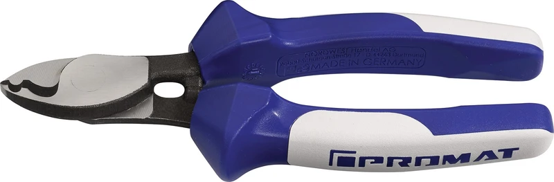 PROMAT Kabelschere 160 mm – polierter Kopf, Mehrkomponenten-Hüllen, für Cu/Al bis 50 mm²