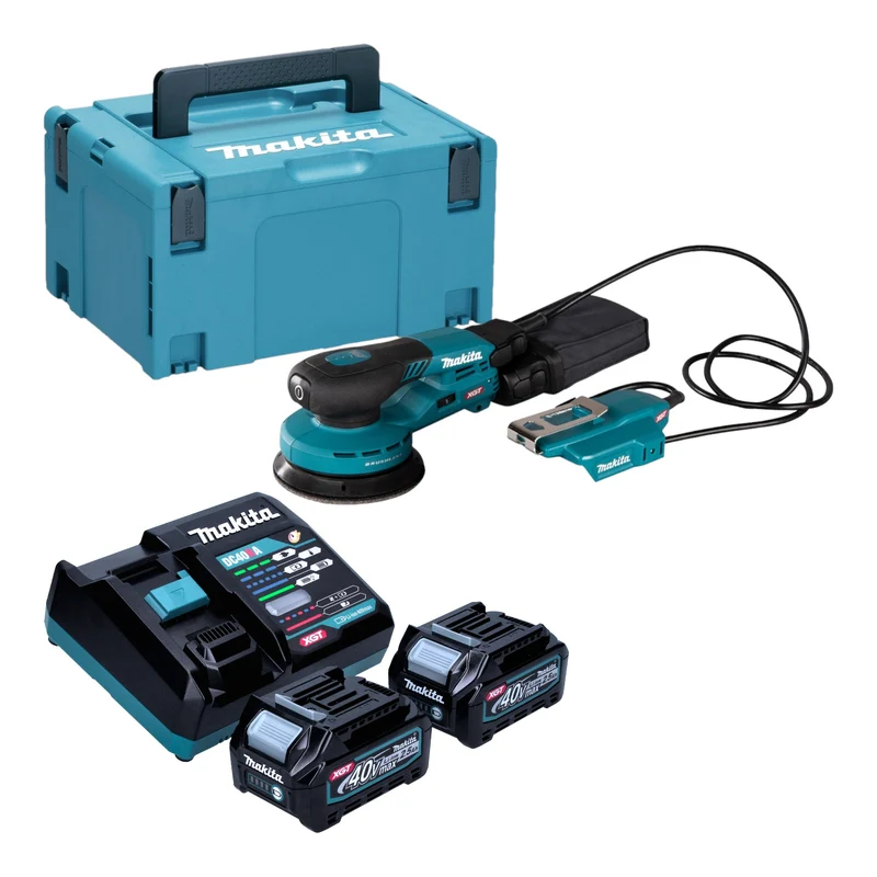 Makita BO 003 CGD201 Akku Exzenterschleifer 40 V max. 125 mm 3,0 mm Hub Brushless + 2x Akku 2,5 Ah + Ladegerät + Makpac