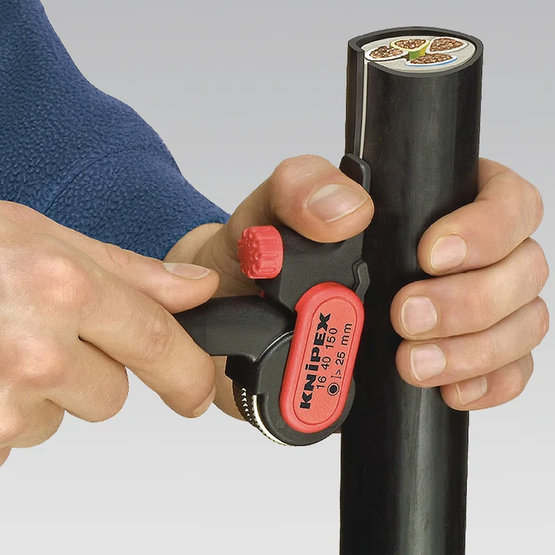 KNIPEX Abmantelungswerkzeug 150 mm – für Rundkabel ab Ø 25 mm, Schnitttiefe bis 5 mm