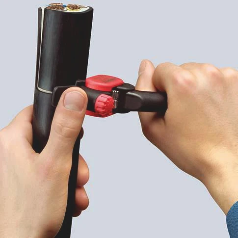 KNIPEX Abmantelungswerkzeug 150 mm – für Rundkabel ab Ø 25 mm, Schnitttiefe bis 5 mm