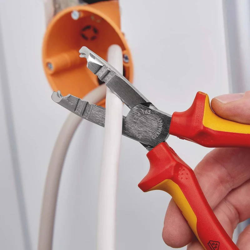 KNIPEX Abmantelungszange 165 mm VDE-isoliert für Rund- und Feuchtraumkabel