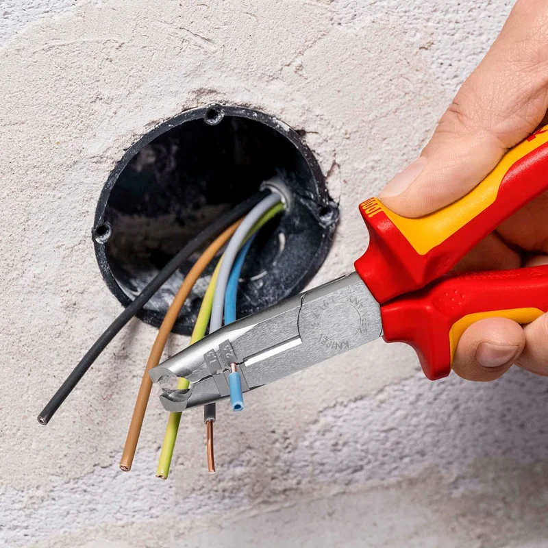 KNIPEX Abmantelungszange 165 mm VDE-isoliert für Rund- und Feuchtraumkabel