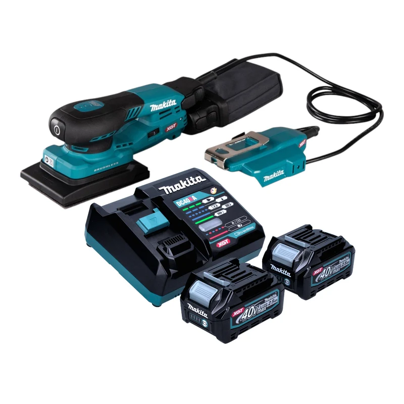 Makita BO 005 CGD201 Akku Schwingschleifer 40 V max. 80 x 130 mm 3,0 mm Hub Brushless + 2x Akku 2,5 Ah + Ladegerät