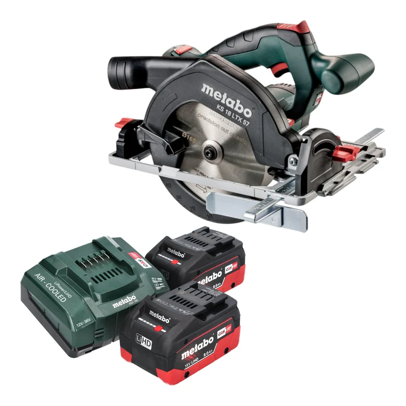 Metabo KS 18 LTX 57 Akku Handkreissäge 18 V 165 mm + 2x LiHD Akku 8,0 Ah + Ladegerät