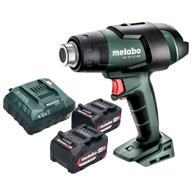 Metabo HG 18 LTX 500 Akku Heißluftgebläse 18 V 300 / 500 °C + 2x Akku 4,0 Ah + Ladegerät