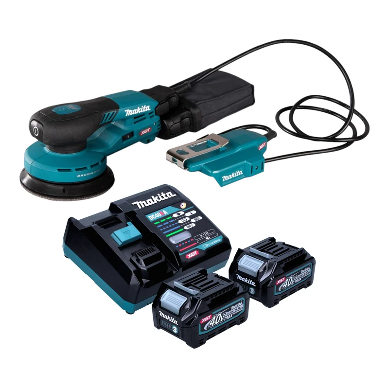 Makita BO 003 CGD201 Akku Exzenterschleifer 40 V max. 125 mm 3,0 mm Hub Brushless + 2x Akku 2,5 Ah + Ladegerät