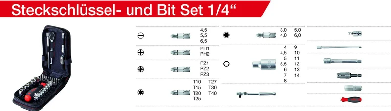 Wiha Bit- und Steckschlüsselset 44684, 39-teilig, Schlitz/PH/PZD/TORX, mit Knarre