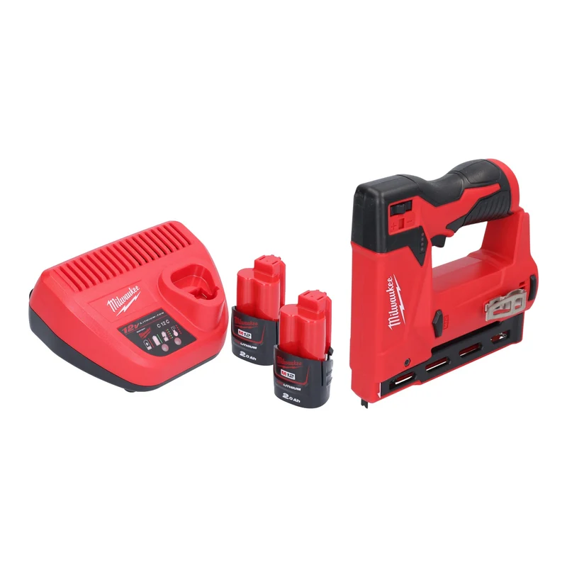 Milwaukee M12 BST-202 Akku Tacker 12 V 6 - 14 mm + 2x Akku 2,0 Ah + Ladegerät
