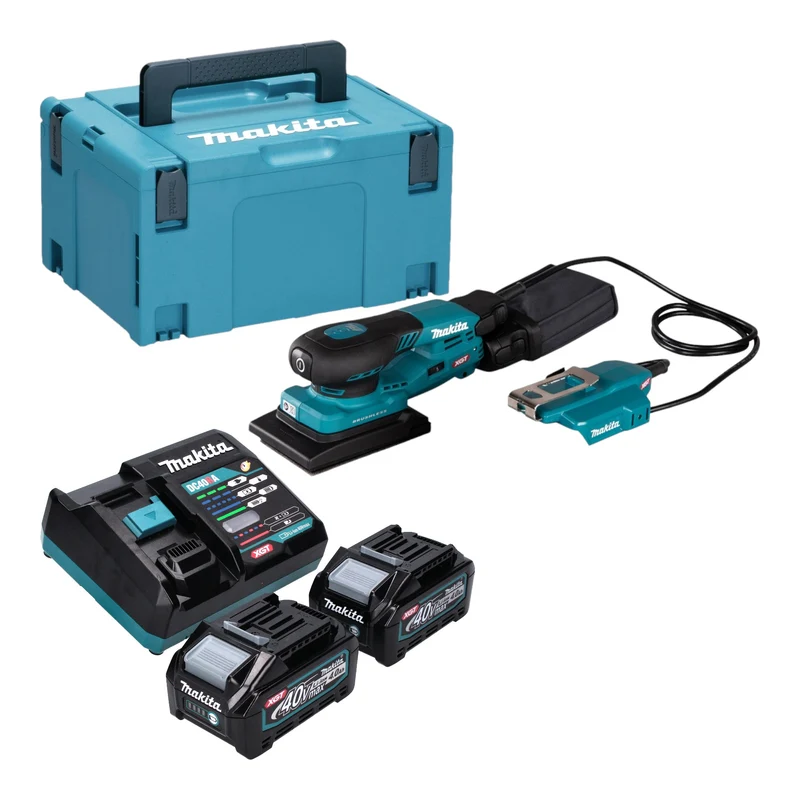 Makita BO 005 CGM201 Akku Schwingschleifer 40 V max. 80 x 130 mm 3,0 mm Hub Brushless + 2x Akku 4,0 Ah + Ladegerät + Makpac
