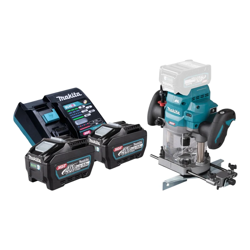 Makita RP 001 GT201 Akku Oberfräse 40 V max. 12 mm Brushless + 2x Akku 5,0 Ah + Ladegerät