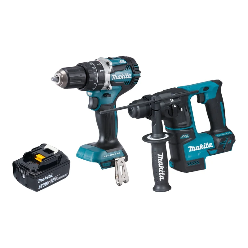 Makita DLX 2278 T1 Akku Kombo Kit + DHP 484 Schlagbohrschrauber 54 Nm + DHR 171 Bohrhammer 1,2 J + 1x Akku 5,0 Ah - ohne Ladegerät
