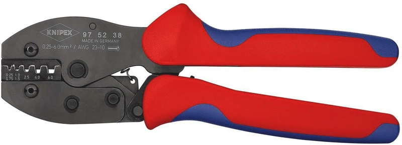 KNIPEX Aderendhülsencrimpzange PreciForce® 220 mm für 0,25-6 mm² – Einhandbedienung, Zwangssperre