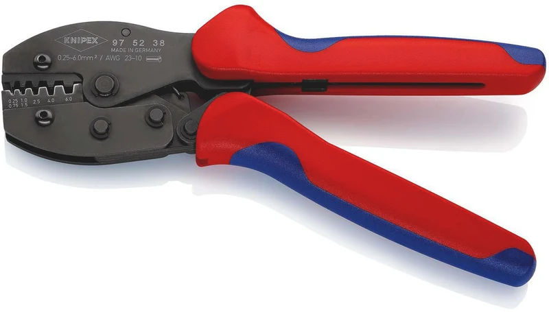 KNIPEX Aderendhülsencrimpzange PreciForce® 220 mm für 0,25-6 mm² – Einhandbedienung, Zwangssperre