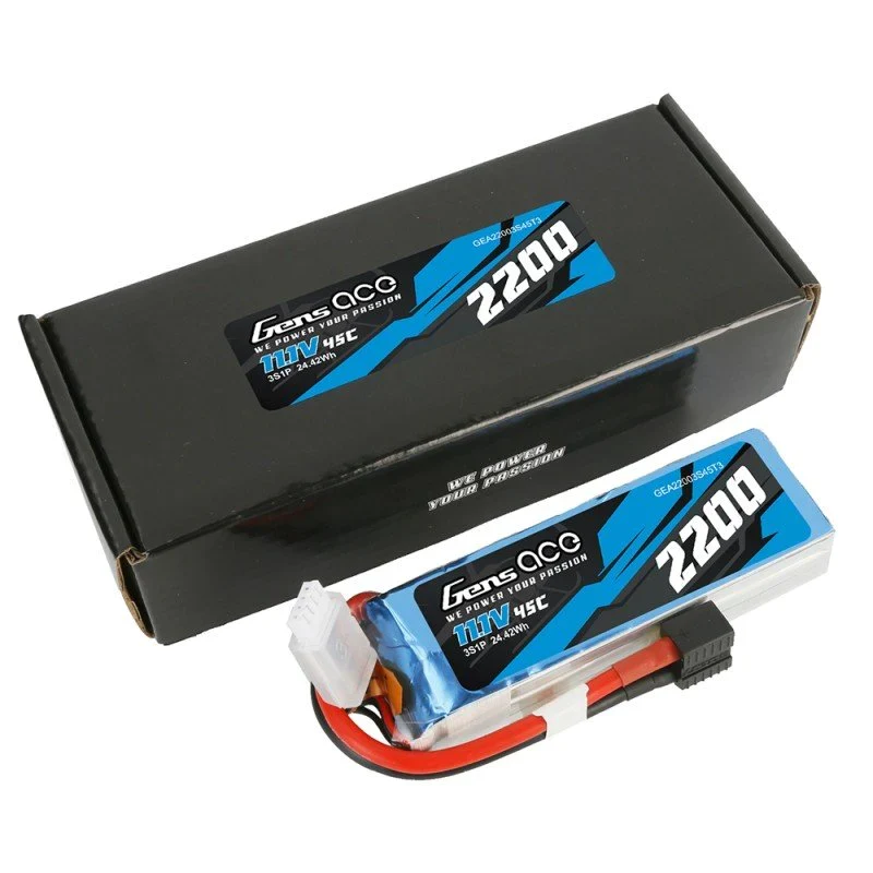 Gens Ace 2200mAh 11,1V 45C 3S1P Lipo Akkupack mit EC3/XT60/T-Stecker