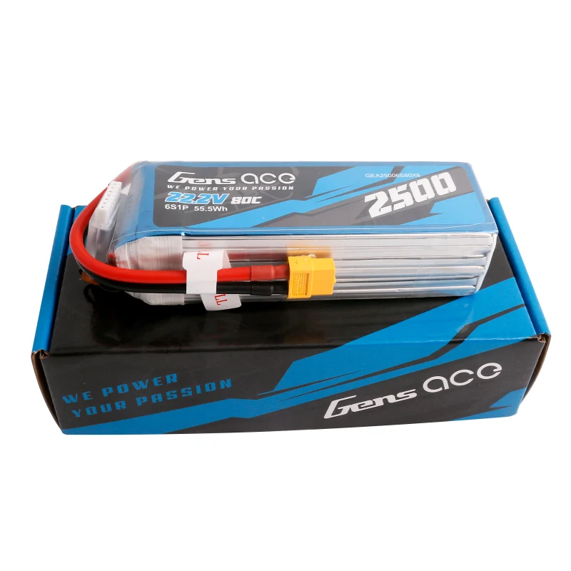 Gens Ace 2500mAh 22,2V 80C 6S1P Lipo Akkupack mit XT60 Stecker