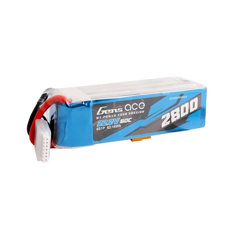 Gens Ace 2800mAh 22,2V 60C 6S1P Lipo Akkupack mit XT60 Stecker