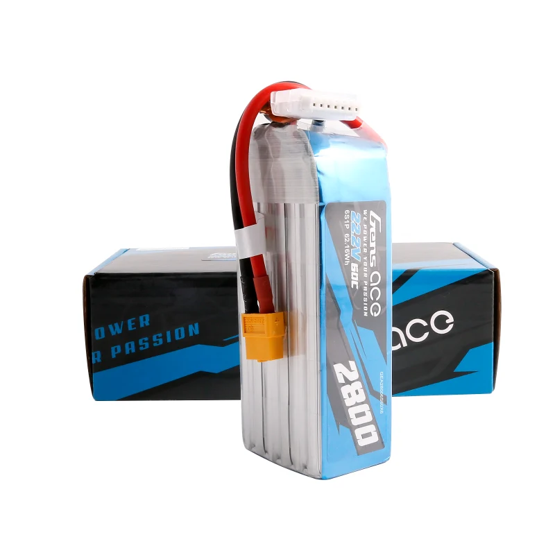 Gens Ace 2800mAh 22,2V 60C 6S1P Lipo Akkupack mit XT60 Stecker