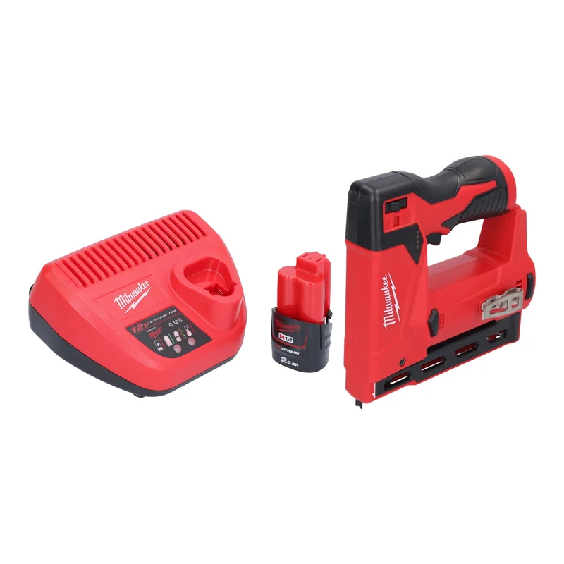Milwaukee M12 BST-201 Akku Tacker 12 V 6 - 14 mm + 1x Akku 2,0 Ah + Ladegerät
