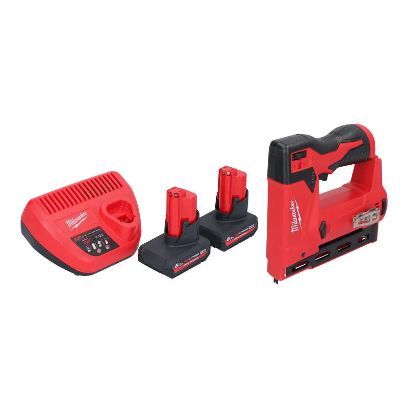 Milwaukee M12 BST-502 Akku Tacker 12 V 6 - 14 mm + 2x Akku 5,0 Ah + Ladegerät