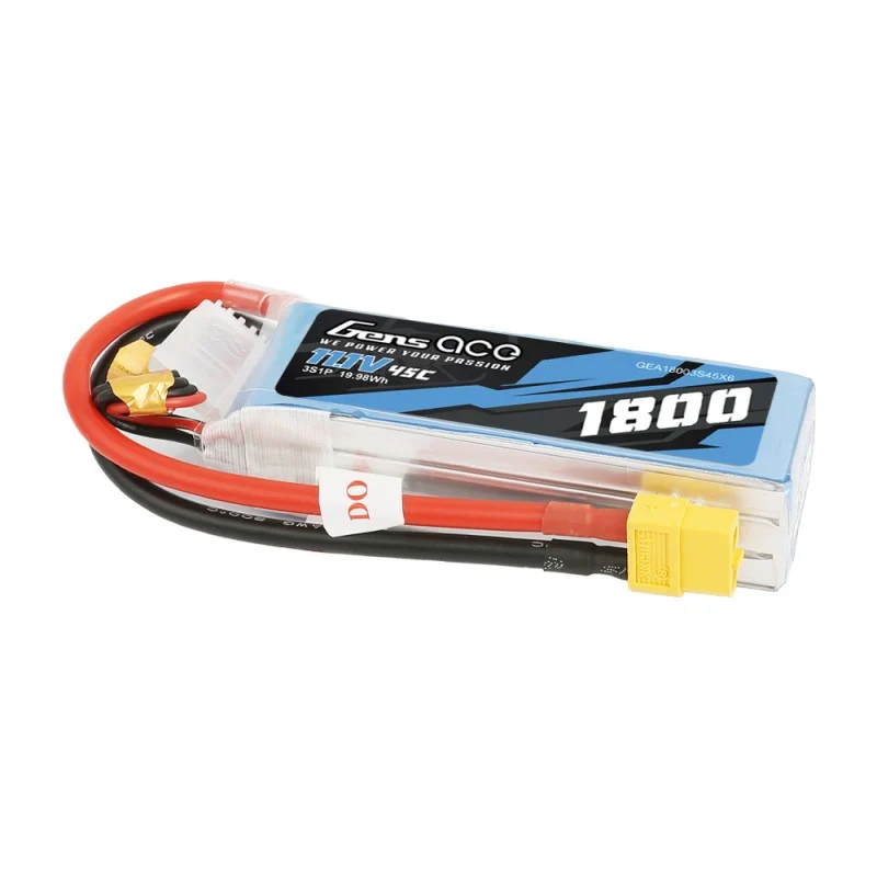 Gens Ace 1800mAh 11.1V 45C 3S1P Lipo Akkupack mit XT60 Stecker