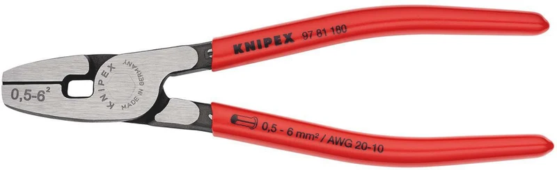 KNIPEX Aderendhülsenzange 180 mm für 0,5–6,0 mm² – Fronteinführung, poliert