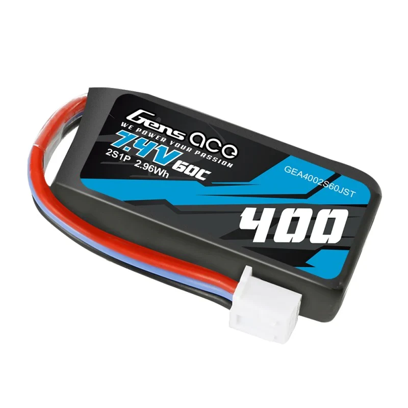 Gens Ace 400 mAh 7,4 V 60 C 2S1P Lipo-Akku mit JST-Stecker