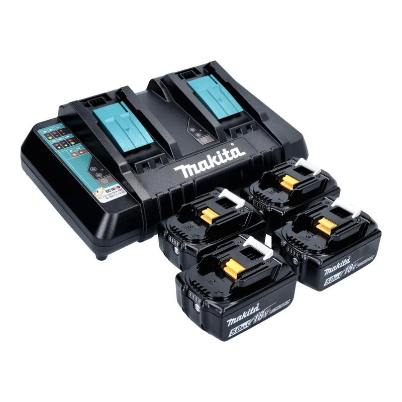 Makita DHW 080 PT4K Akku Hochdruckreiniger 36 V ( 2x 18 V ) 80 bar 380 l/h Brushless + 4x Akku 5,0 Ah + Doppelladegerät