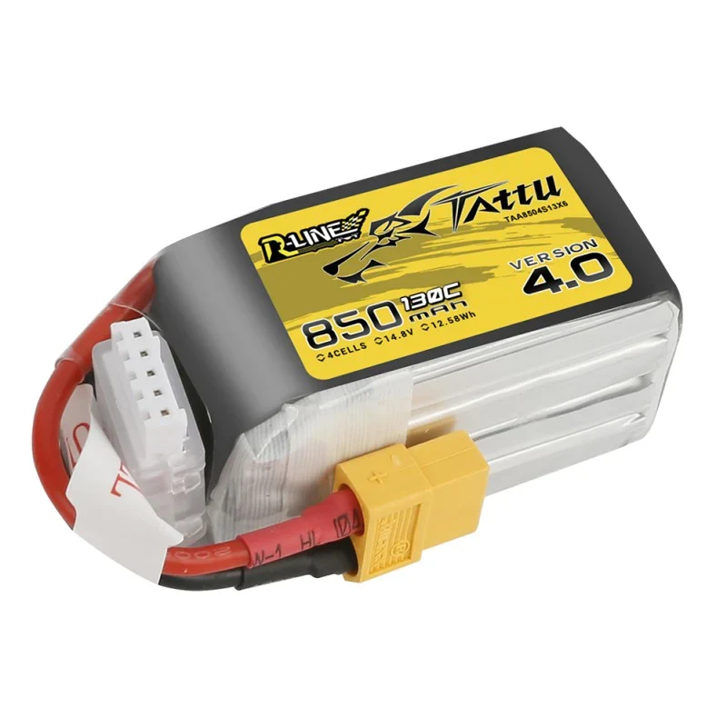 Tattu R-Line 850mAh 14.8V 4S1P 130C Lipo Akkupack mit XT60 Stecker