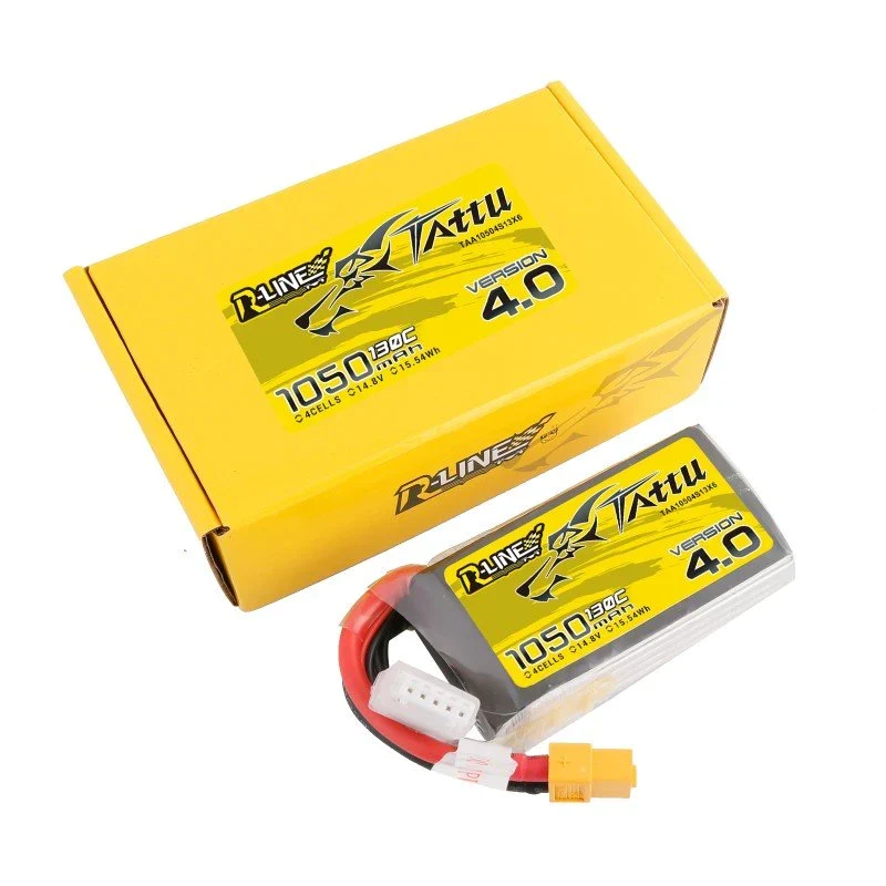 Tattu R-Line Version 4.0 1050mAh 14.8V 130C 4S1P Lipo Akkupack mit XT60 Stecker