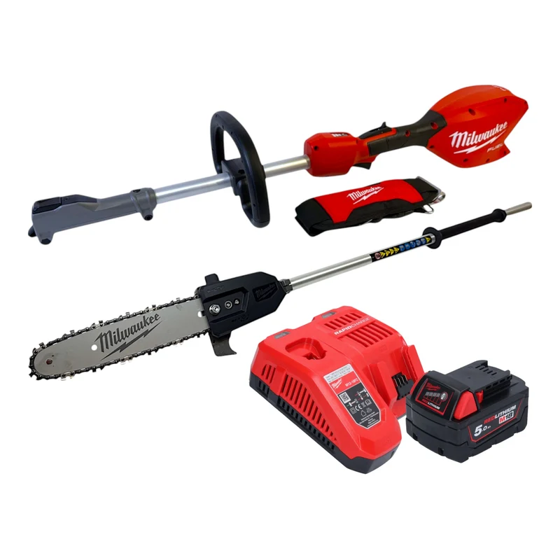 Milwaukee M18 FOPH2-­CSA-501 Akku Basiseinheit 18 V Brushless + Hochentaster Aufsatz + 1x Akku 5,0 Ah + Ladegerät