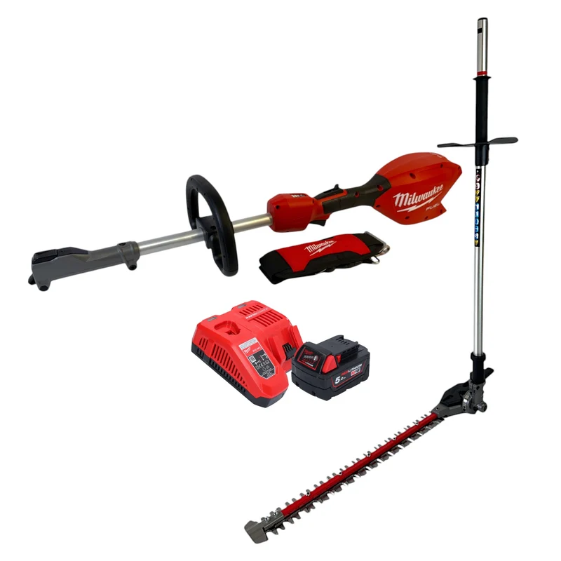 Milwaukee M18 FOPH2-HTA-501 Akku Basiseinheit 18 V Brushless + Heckenscheren Aufsatz + 1x Akku 5,0 Ah + Ladegerät