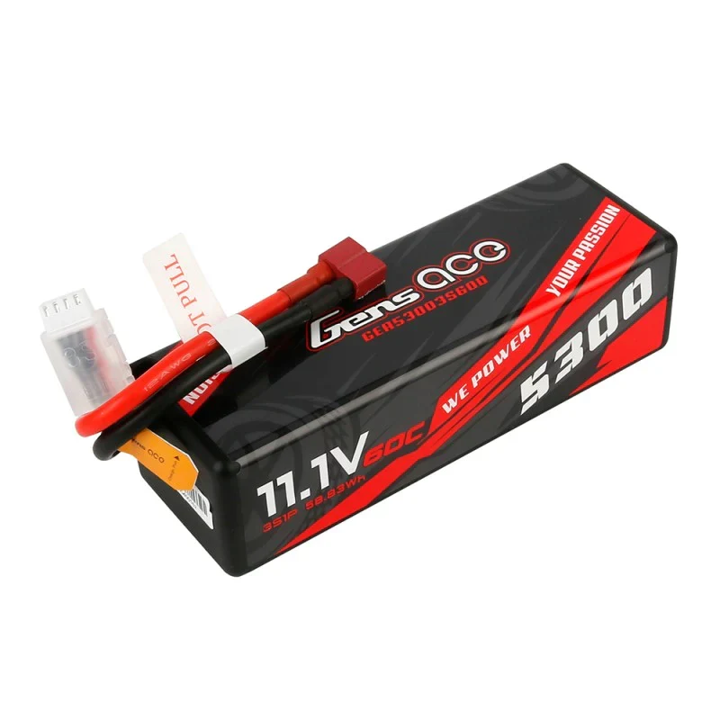 Gens Ace 5300mAh 11.1V 60C 3S1P HardCase 15# Auto Lipo Akku mit T-Stecker